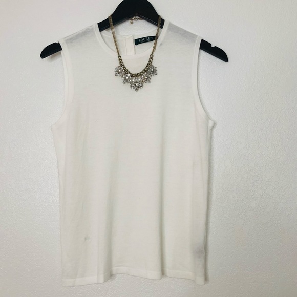 Lauren Ralph Lauren Sleeveless Ivory Sweater - Picture 3 of 8